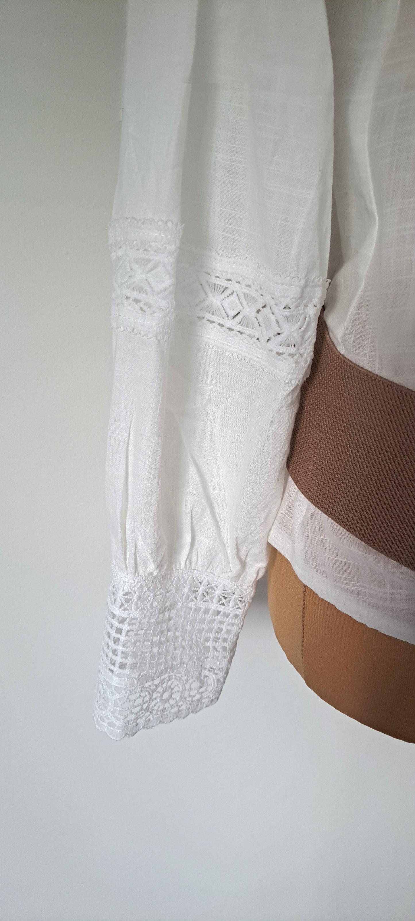 Shirt with embroidered lace