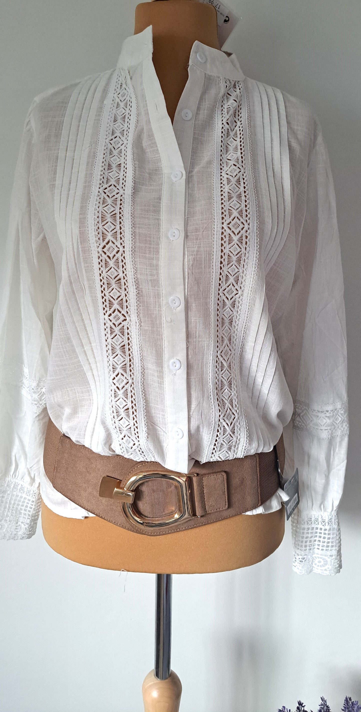 Shirt with embroidered lace