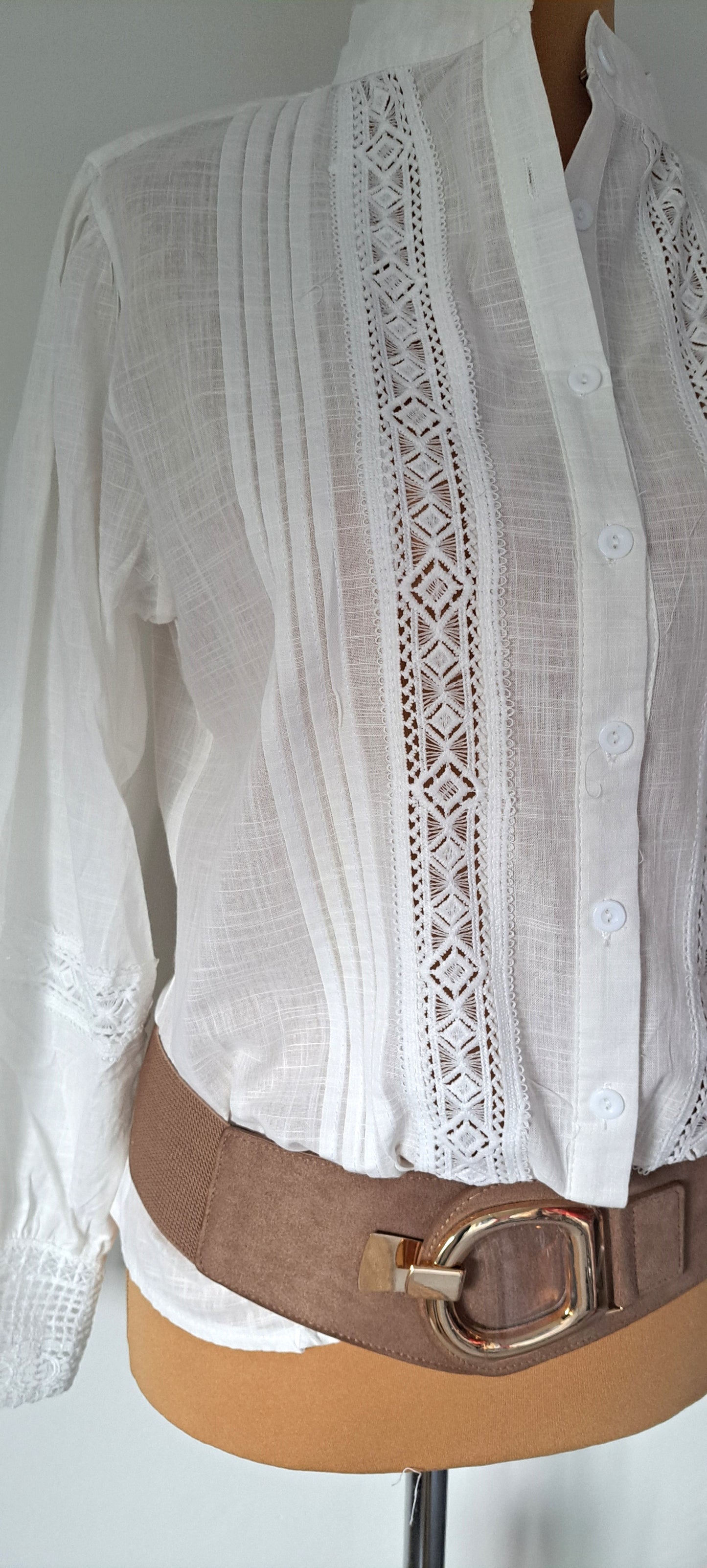 Shirt with embroidered lace