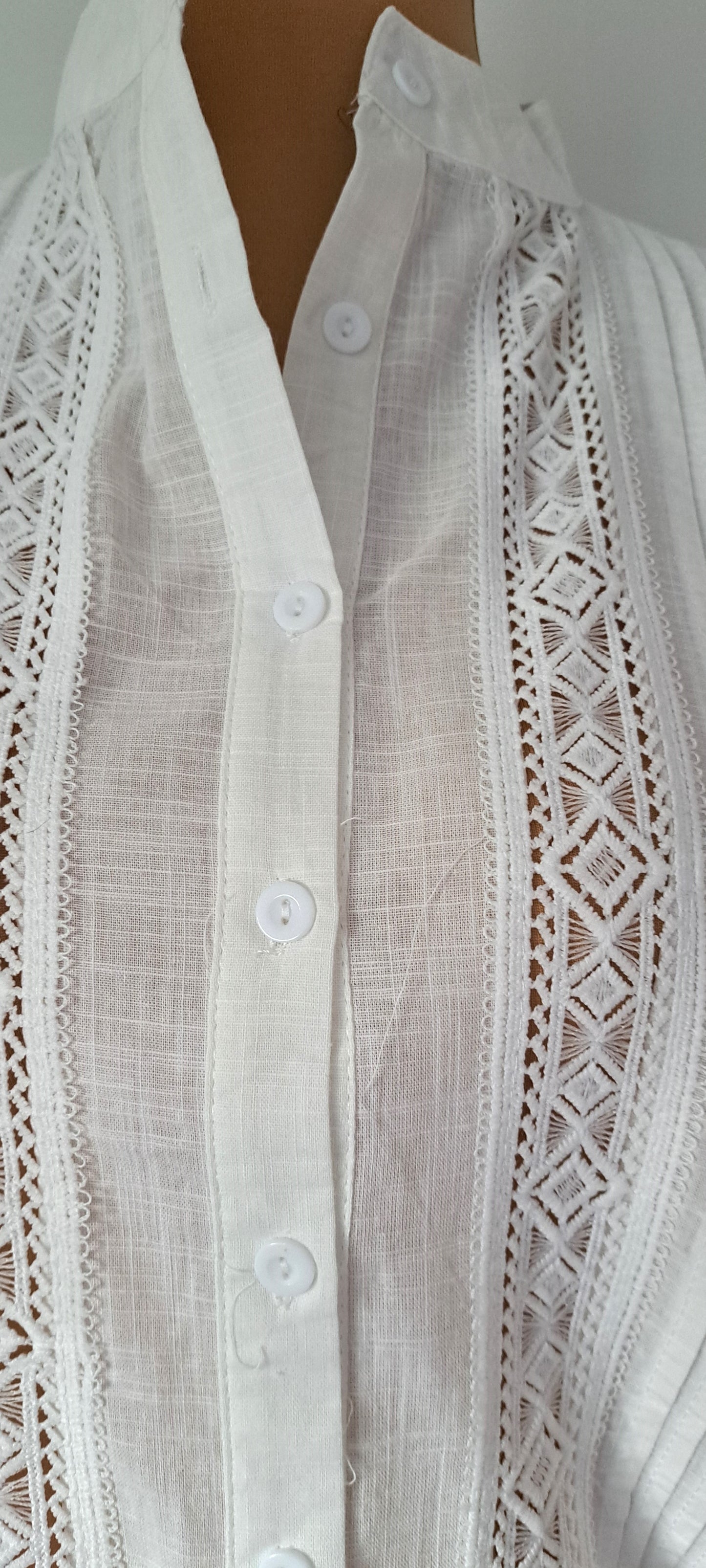 Shirt with embroidered lace