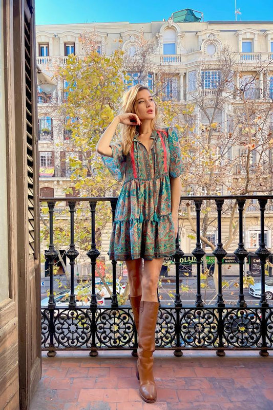 Vestido corto bohemio